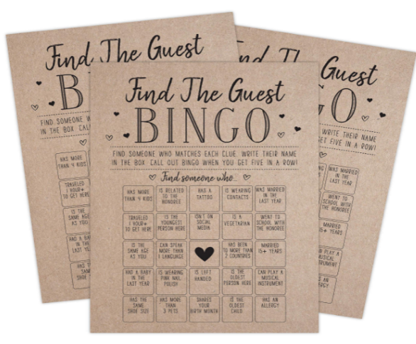 Kraft Find The Guest Bingo Game for Bridal Shower