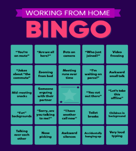 Free template for working from home bingo