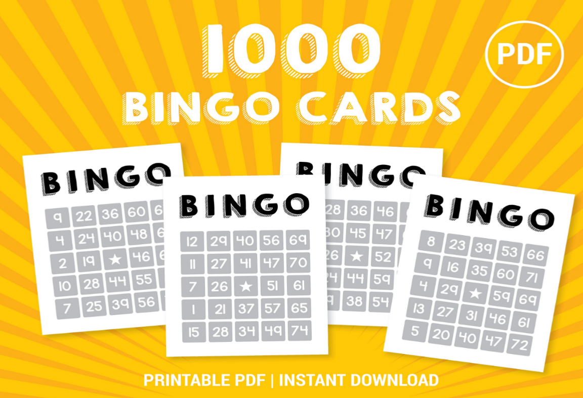 Bingo Printable Cards 1000 75-ball Bingo Numbered Cards